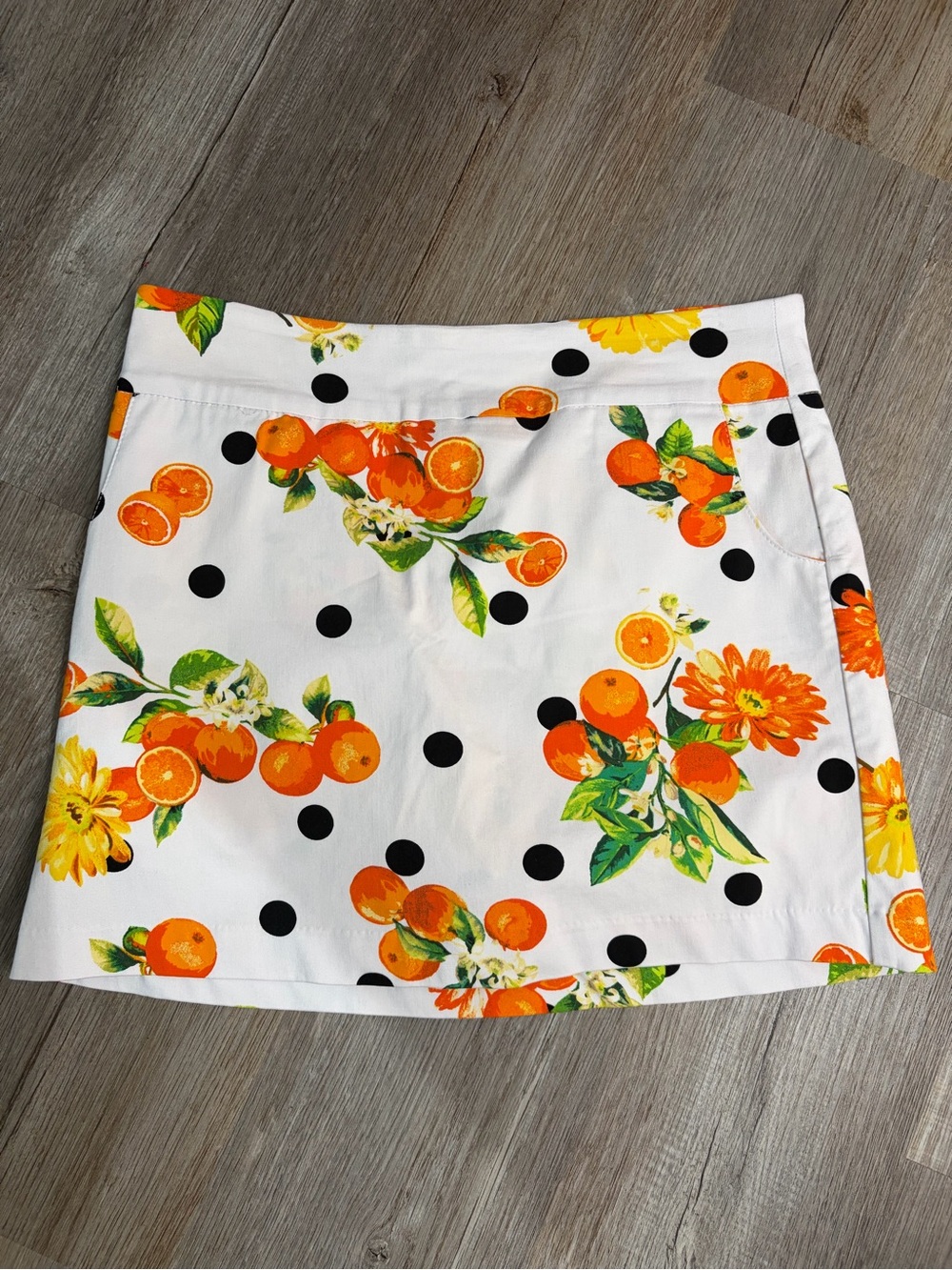 White Orange Blossom Print A-Line Skort